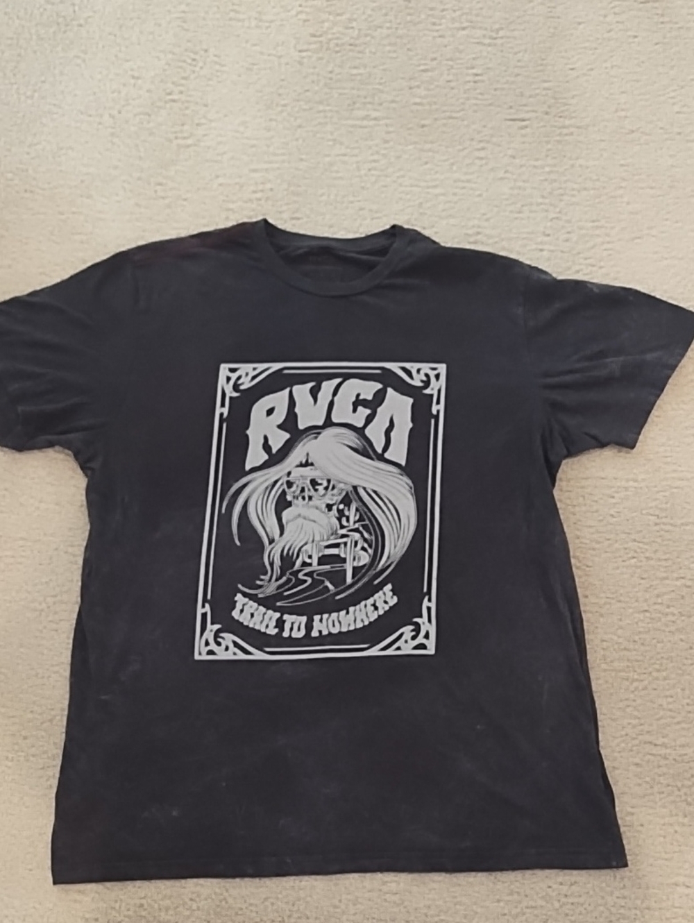 RVCA Black Short-Sleeve Tee with White Skull Graphic